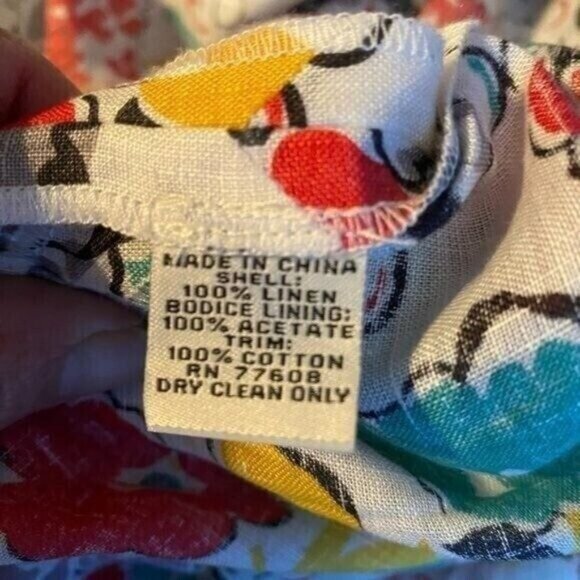 J. Peterman Women Linen Midi Dress Size 4 Floral 60's Rockabilly Pin-Up … - Picture 11 of 12